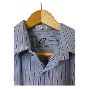 Claudio Nucci men’s blue striped button down shirt size L